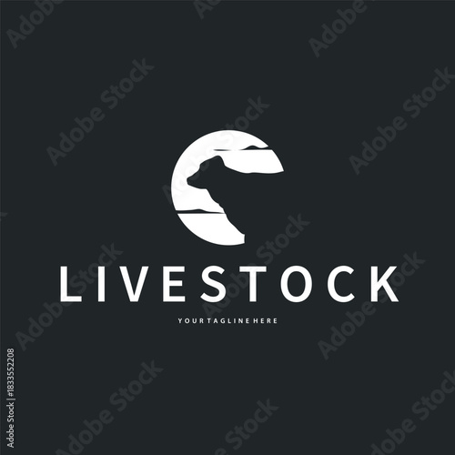 Cow logo simple design livestock and meat cutting, illustration design symbol and template for barand