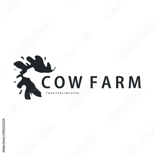 Cow logo simple design livestock and meat cutting, illustration design symbol and template for barand
