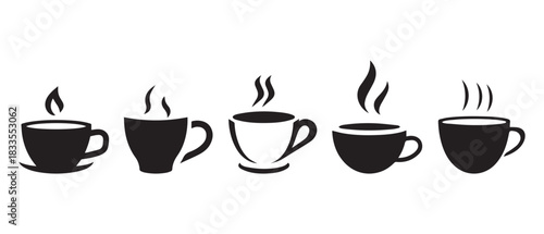 Tee cup icon hot drink fresh pot glass outline design.