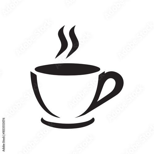 Tee cup icon hot drink fresh pot glass outline design.