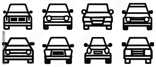 Car black outline icon fast travel drive electric machine design.