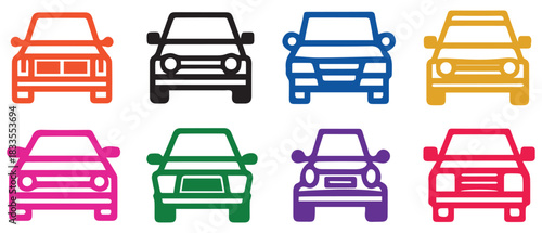 Car black outline icon fast travel drive electric machine design.