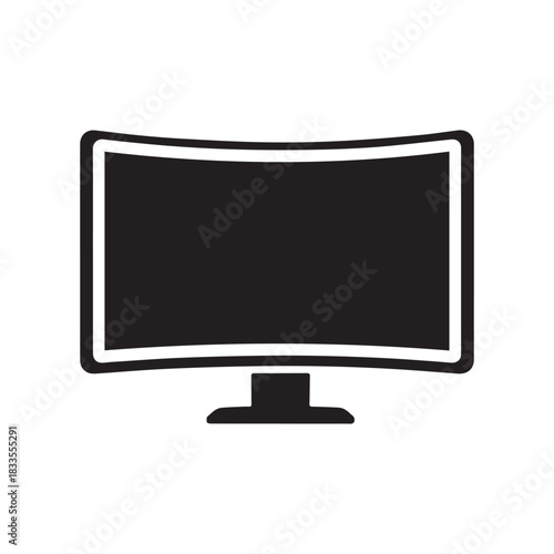Monitor curved display black icon screen electronic computer design.