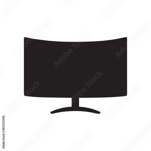 Monitor curved display black icon screen electronic computer design.