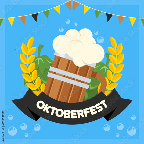 Flat oktoberfest festival banner