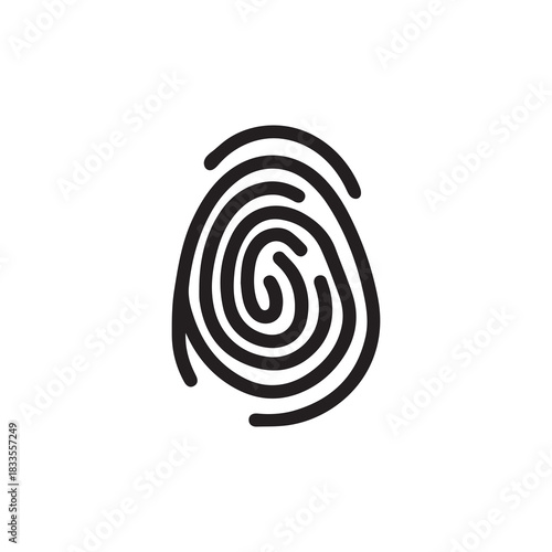 Finger print black and color icon mark human security vector design.