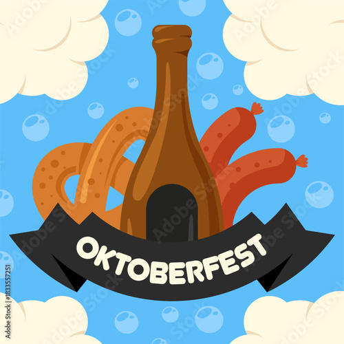 Flat oktoberfest festival banner