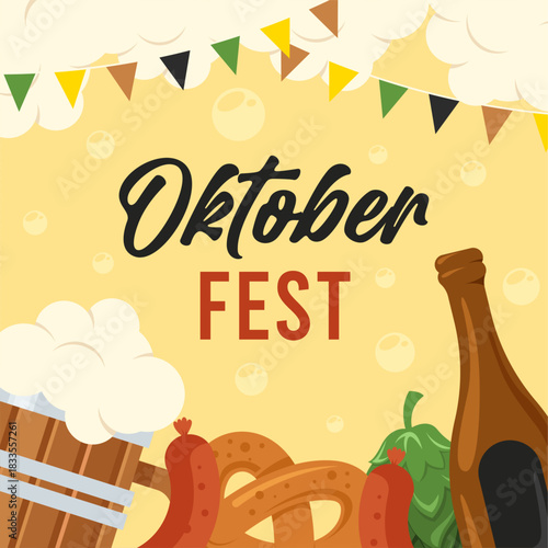 Flat oktoberfest festival banner