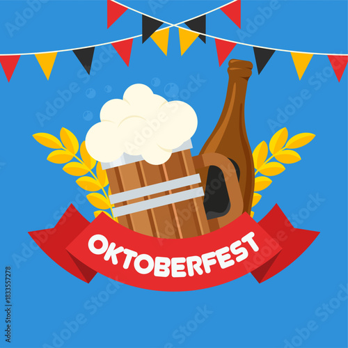 Flat oktoberfest festival banner