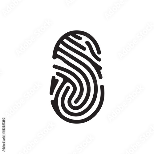 Finger print black and color icon mark human security vector design.