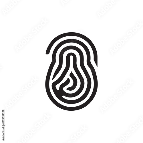 Finger print black and color icon mark human security vector design.