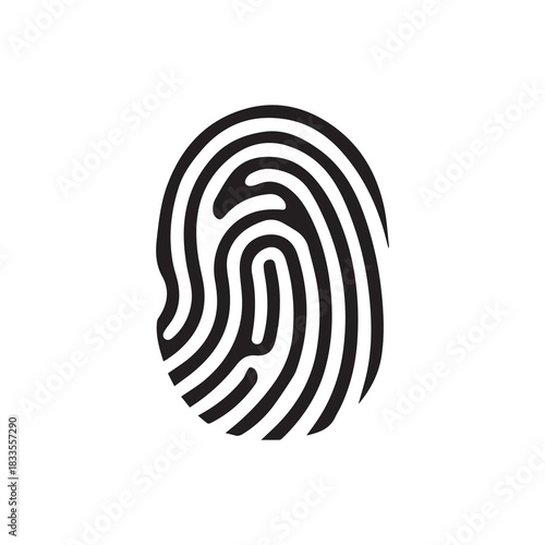 Finger print black and color icon mark human security vector design.