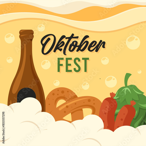 Flat oktoberfest festival banner