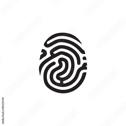 Finger print black and color icon mark human security vector design.