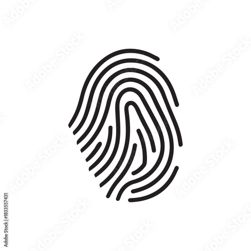 Finger print black and color icon mark human security vector design.
