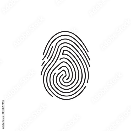 Finger print black and color icon mark human security vector design.