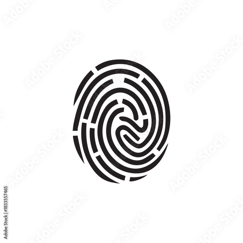 Finger print black and color icon mark human security vector design.