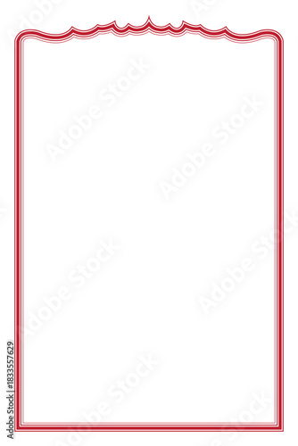Minimal Red Contour Lines Arch Frame for Certificate or Document. 134