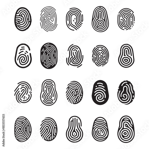 Finger print black and color icon mark human security vector design.