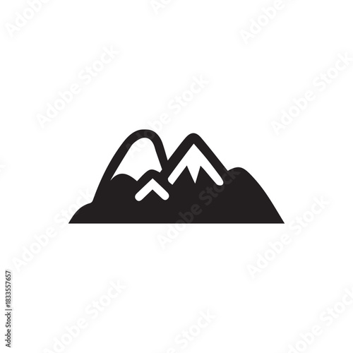 Volcano mountain icon nature light and black vector design.