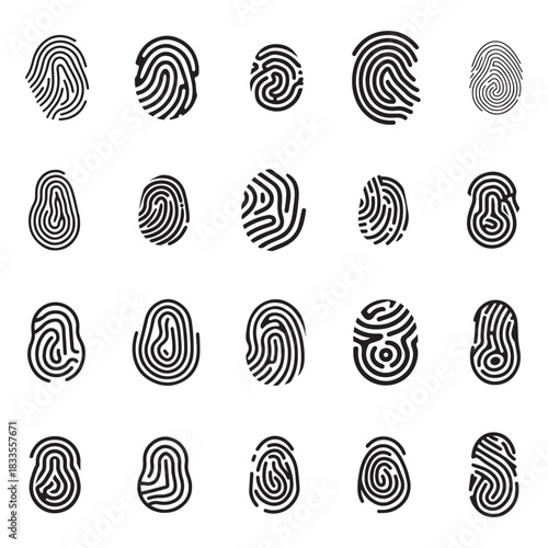 Finger print black and color icon mark human security vector design.