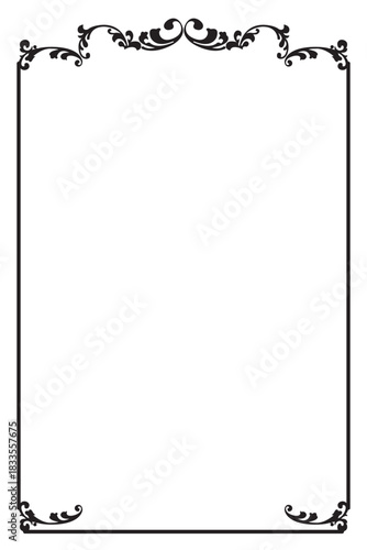 Elegant Black Floral Arch Frame for Certificate or Document. 137