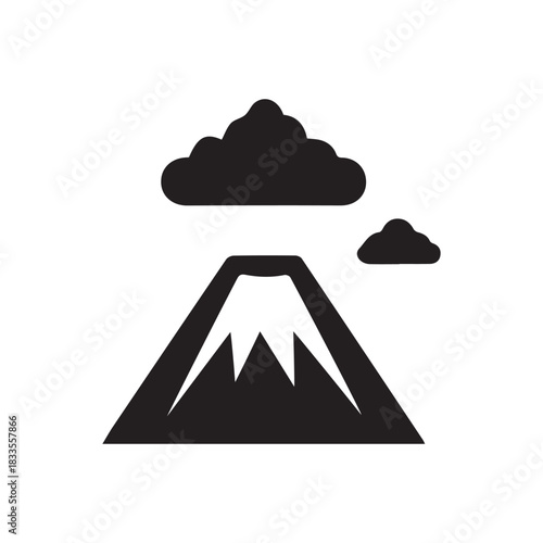 Volcano mountain icon nature light and black vector design.