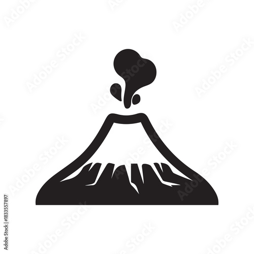 Volcano mountain icon nature light and black vector design.