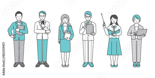 働くビジネスパーソンのイラストセット素材