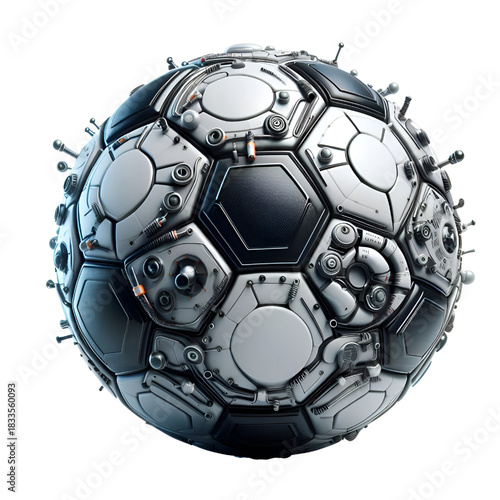 High-quality 3D rendered soccer ball featuring a modern black and white hexagonal design with clean, precise details. Isolated on a white background, this realistic football illustration is ideal for 