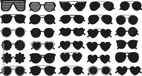 Collection of black silhouette sunglasses in various shapes and styles eyewear accessory 1
