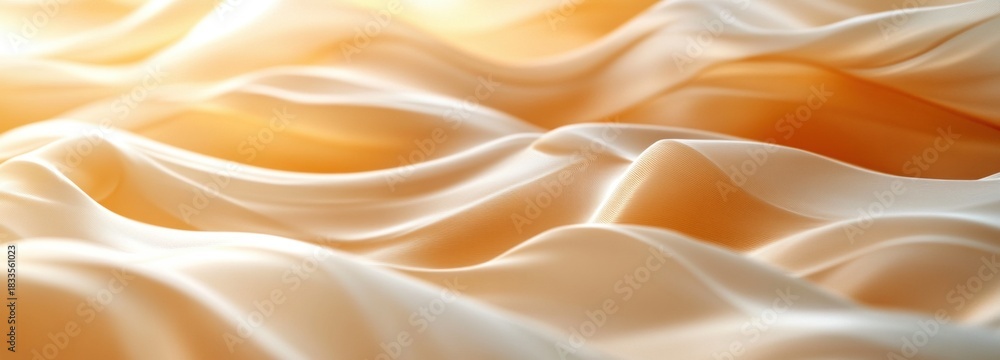 Fototapeta premium Luxurious texture of smooth creamy flowing curves in a golden light, creating a visually appealing and relaxing abstract