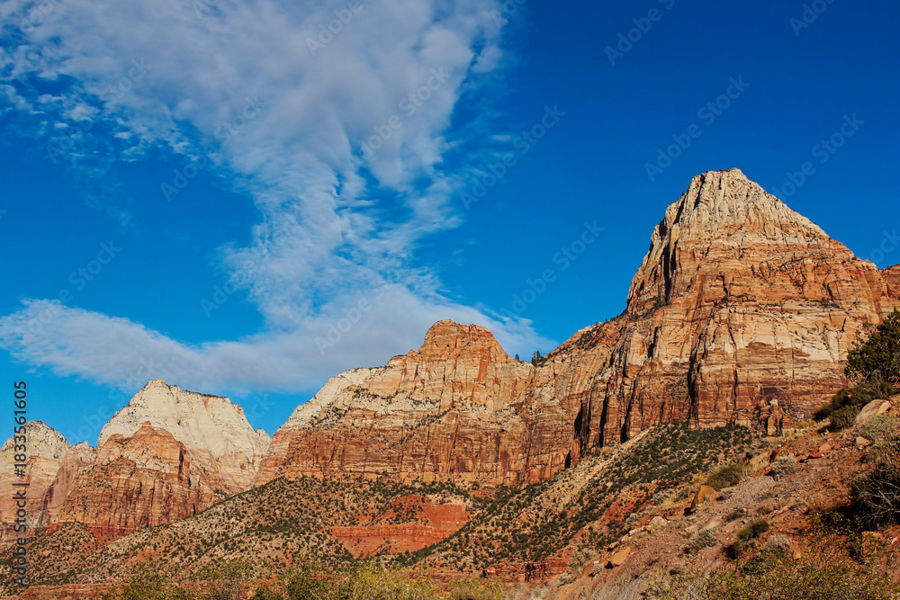 Fototapeta premium Majestic Rock Towers of Zion National Park in Southwestern Utah.