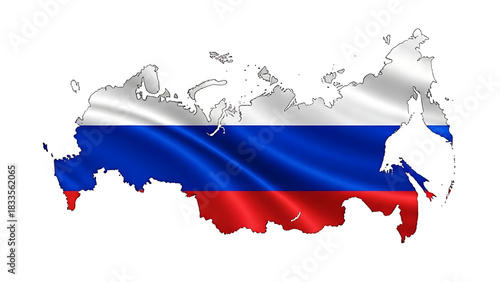 High-Quality Modern Russia Map Filled with Russian Flag, Minimalist Elegance