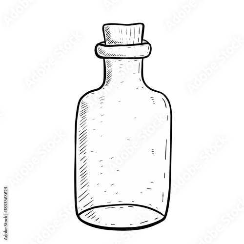 Hand-drawn Illustration of an Empty Bottle