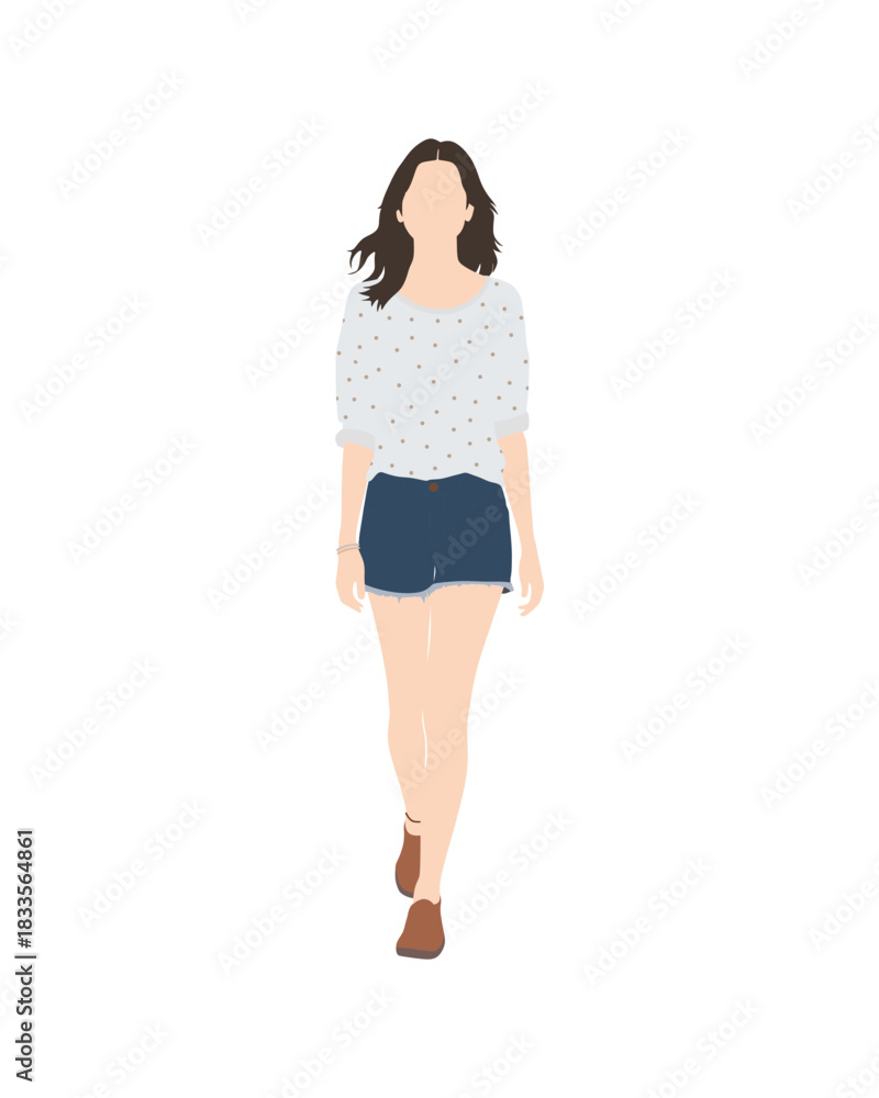 Fototapeta premium Flat vector people and illustration, woman with casual outfit