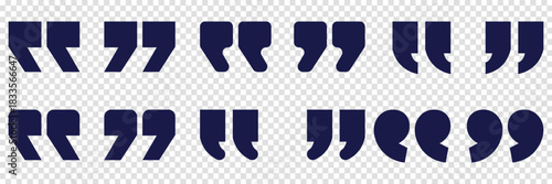 Set of quote mark, quotes icon vector sign design. Deep blue quote icon set.