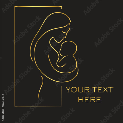 Elegant Gold Line Art Woman Logos on Black Background – Premium Abstract Designs for Salons, Spas, Mother & Baby Brands