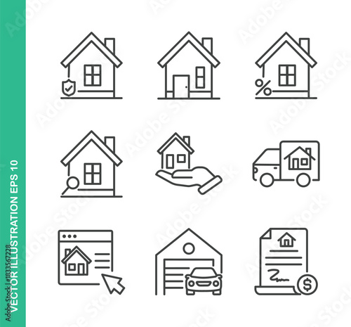 Real estate Icons. Thin Line Symbol Elements Collection.