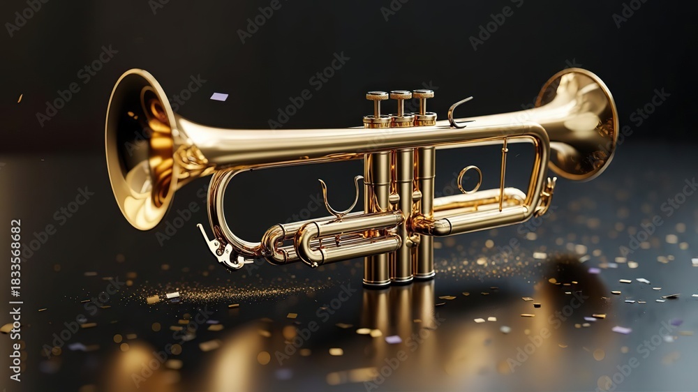 Naklejka premium trumpet isolated on black background