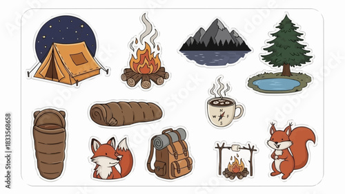 Camping and Outdoor Adventure Elements Collection.