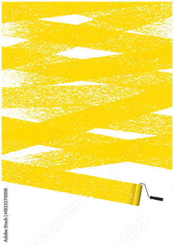ローラーで黄色ペンキを塗ったベクター背景