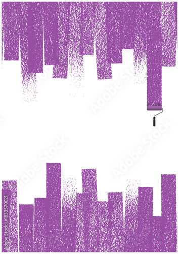 ローラーで紫色ペンキを塗ったベクター背景