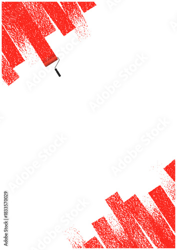 ローラーで赤色ペンキを塗ったベクターフレーム