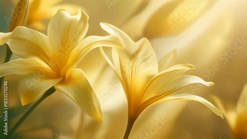 Wallpaper Mural Delicate yellow lilies blooming in soft light, perfect for floral aesthetics and nature lovers Torontodigital.ca