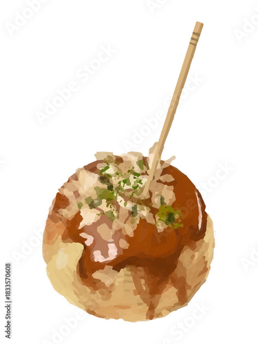 爪楊枝で刺したたこ焼き ベクターイラスト