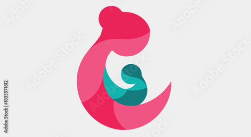 Mother and child abstract swirl with transparent background