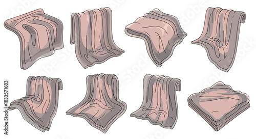 Folded towels collection in various arrangements