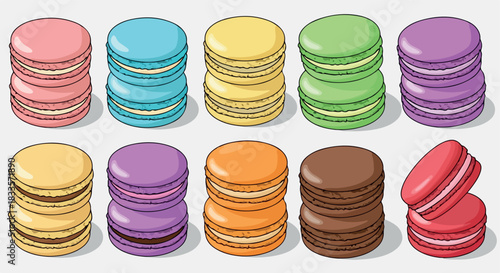 Colorful macarons stack collection for dessert display