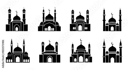Wallpaper Mural Collection of Islamic Mosque Silhouettes Architectural Designs. Torontodigital.ca